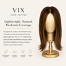 VIX European human hair topper by Moxi Loxi, designed for lightweight coverage through the crown.