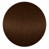 Rich Warm Brown human hair color swatch showing a solid warm brunette shade with natural dimension, silky texture, and healthy shine.