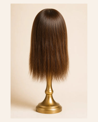 Back view of The Motion Archive Piece in Cappuccino showing the 14-inch uncut hair
