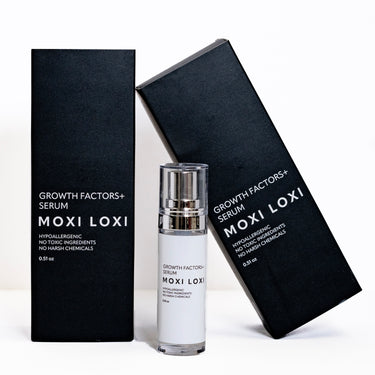 Moxi Loxi Growth Factors+ topical hair growth serum for thinning hair.