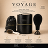 Moxi Loxi Voyage Wig Care Travel System with protective travel case, styling stand, silk storage bag, and eco detangling brush for wigs and toppers.